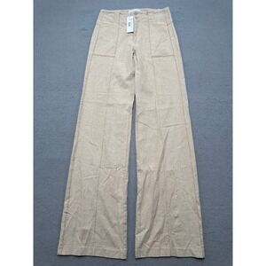 NEW Brenda Beddome Cargo Pants Women's 26 Beige Wide Leg Baggy Fit Linen Canada